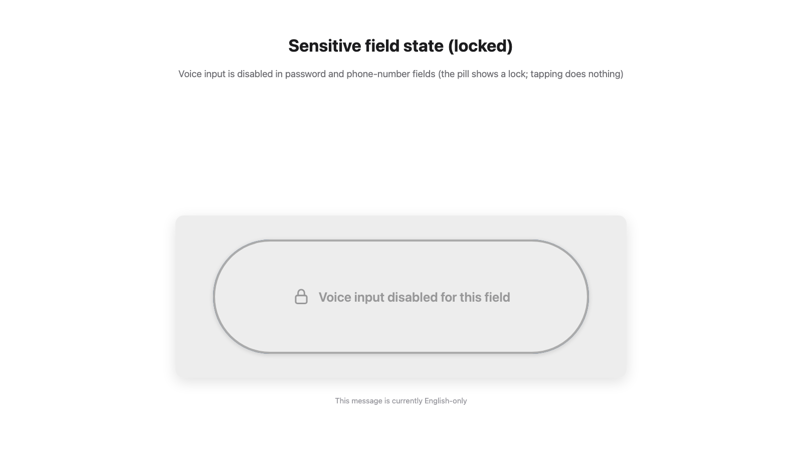 Voice input doesn't work in password or phone number fields